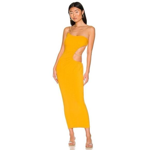 WeWoreWhat Snake Chain Cut Out Maxi Dress in Tangerine - Picture 1 of 12